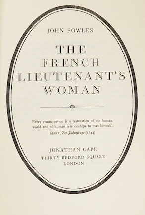 Fowles, John - The French Lieutenant’s Woman, 1st edition, 8vo, original cloth, in unclipped d/j, Johnathan Cape, London, 1969.